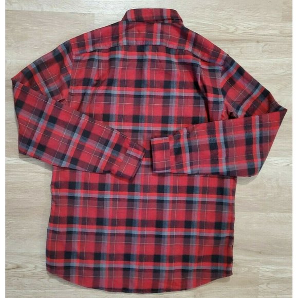 Eddie Bauer Mens Expedition Red Black Plaid Shirt - Picture 2 of 3
